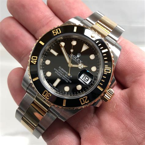 rolex submariner two-tone black bezel and face men& 39|rolex submariner two tone review.